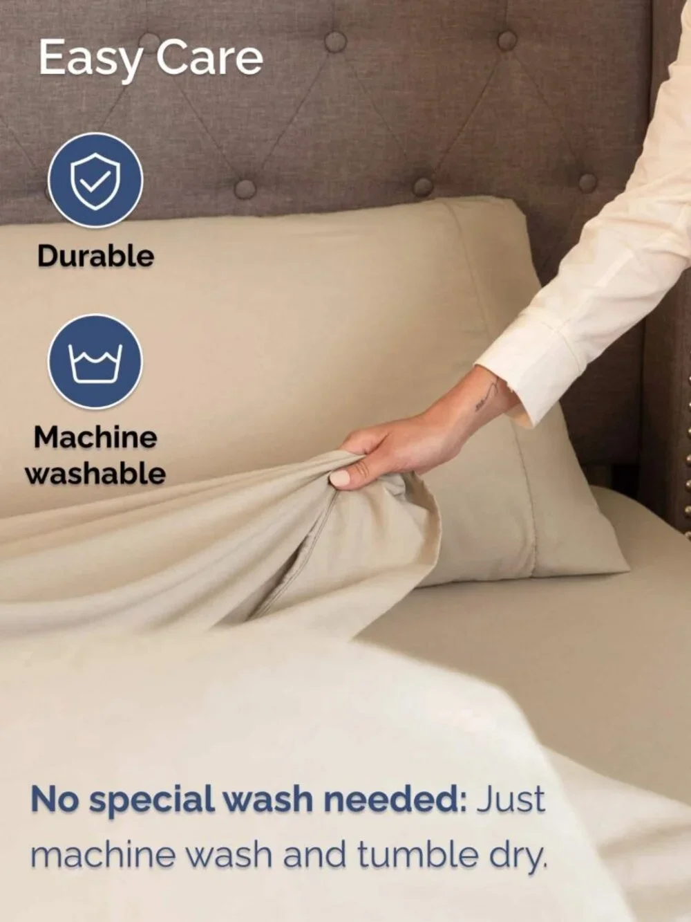 Cooling Extra Deep Queen Sheet Set - 6 Piece Breathable Soft Bedding - Cream